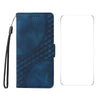 For Samsung Galaxy A36 / A56 ENKAY Embossed Rhombus Starry Leather Phone Case with Screen Film(Blue)