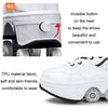 DF06 Walking Shoes Four-wheel Retractable Roller Skates, Size:38(Ivory Pink)