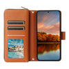 For Samsung Galaxy S24 FE 5G Nine-card Slots Zipper Wallet Bag Leather Phone Case(Brown)