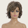 Wig-449 Brown+Light Gold Ladies Short Curly Hair High Temperature Silk Chemical Fiber Wig Headgear