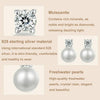 S925 Sterling Silver Platinum-plated Moissanite Pearl Earrings, Size: 0.5 Carat