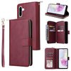 For Samsung Galaxy A26 5G 9-Card Slots Zipper Wallet Bag Leather Phone Case(Wine Red)