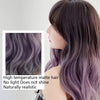 Wig Female Big Wave Gradient Color Long Curly Hair Chemical Fiber Full Bangs Wig Simulation Headgear(Smoked Purple Ash 65CM)
