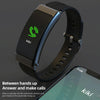 K50+ 0.96 inch Leather Band Earphone Detachable Life Waterproof Smart Watch Support Bluetooth Call(Black)