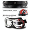 Soman Electromobile Motorcycle Half Face Helmet Retro Harley Helmet with Goggles(Matte Black UK Flag)
