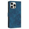 For iPhone 15 Pro Max Tulips Embossed Leather Phone Case with Lanyard(Blue)