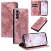 For Samsung Galaxy A36 Totem Embossed Magnetic Leather Phone Case(Rose Gold)