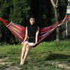 Outdoor Rollover-resistant Double Person Canvas Hammock Portable Beach Swing Bed with Wooden Sticks, Size: 190 x 150cm(Red)