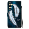 For Samsung Galaxy A25 5G Crystal Texture Colored Drawing Leather Phone Case(White Butterfly Feathers)