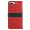 For iPhone 8 Plus / 7 Plus Grid Stitching Leather Phone Case with Lanyard(Red)