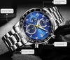 OCHSTIN   6112 Men Multi  Function Watch Fashion Sports Business Calendar Luminous Men Watch Quartz Watch Steel Watch(Blue)