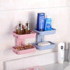 Wall Hanging Traceless Double-deck PP Soap Holder Bathroom Storage Shelf (Beige)