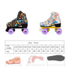 Adult Children Graffiti Roller Skates Shoes Double Row Four-Wheel Roller Skates Shoes, Size: 44(Flash Wheel White)