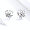 Pet Paw Print Earrings Platinum-plated Love Heart-shaped Girls Earrings, Color:White