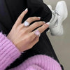 925 Sterling Silver Ladies Irregular Crystal Onyx Open Ring, Specification:J2935