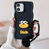 For Samsung Galaxy A05 / F05 / M05 Cartoon Sausage Mouth TPU Phone Case with Bead Chain(Black)