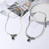 N2211-6 Green Crystal Hip-Hop Flat Snake Chain Dual-Layer Snake Bone Chain