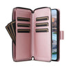 For Samsung Galaxy A34 Nine-card Slots Zipper Wallet Bag Leather Phone Case(Rose Gold)
