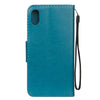 For iPhone XR Embossed Butterfly Pattern Horizontal Flip Leather Case with Card Slot & Holder & Wallet & Lanyard (Blue)