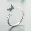 Flying Butterfly S925 Female Sterling Silver Zircon Ring