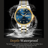 1pair OLEVS 5563 Couple Luminous Waterproof Quartz Watch(Blue + Gold)