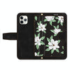 For iPhone 11 Pro Floral Pattern Leather Phone Case with Lanyard(Black)