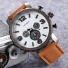 CAGARNY 6845 Fashion Dual Quartz Movement Wrist Watch with Leather Band(Brown Band White Window)