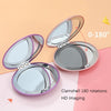 Makeup Small Mirror Folding Portable Clamshell Circular Mirror(Purple)