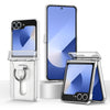 For Samsung Galaxy Z Flip6 5G Folding Central Axis Card Bag Phone Case with Ring(Transparent)