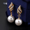 Set Jewelry (1 Pair Earrings and 1 PCS Necklace Included) Chic  Pearl and Rhinestone Pendant Necklace and Earrings