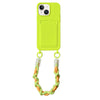 For iPhone 14 Plus Dopamine Card Slot Phone Case with Lanyard(Fluorescent Green)
