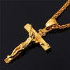 10 PCS Men Vintage Stainless Steel Cross Jesus Pendant Necklace(Cross chain-Gold)