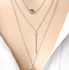 Simple 3-Layer Necklace Small Dot Exquisite Metal Bar Necklace Sweater Chain(Silver)