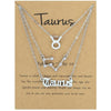 3 In 1 12 Zodiac Signs Necklace Set Retro Alphabet Symbols With Diamonds Jewelry Set, Style: Taurus Silver