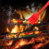 2 PCS Hot Dog Barbecue Cage Sausage Barbecue Clip Barbecue Clip Mesh Wooden Handle Barbecue Mesh Rack, Color:Red