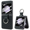 For Samsung Galaxy Z Flip6 VIETAO Woven Leather Metal Ring Phone Case(Black)