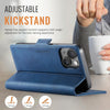For iPhone 13 AutSpace A11 Side Buckle MagSafe Magnetic RFID Phone Leather Case(Blue)