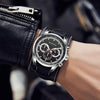 Ochstin 7229 Multifunctional Business Leather Wrist Wrist Waterproof Luminous Quartz Watch(Black+Black)