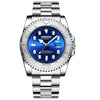 BINBOND B930 Metal Gear Luminous Quartz Watch 30M Waterproof Sports Watch, Color: White Steel-Blue