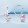 S925 Sterling Silver Pink Heart Cherry Blossom Earrings