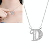 Women Fashion S925 Sterling Silver English Alphabet Pendant Necklace, Style:D