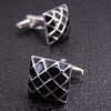 Laser Metal Brass Men Shirt Cufflinks, Color: Black silver net