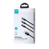 JOYROOM A21 100W USB to 8 Pin+Type-C+Micro USB 3 in 1 Charging Cable, Length: 1.2m(Black)