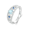 S925 Sterling Silver Platinum Plated Starry Hollow Ring, Size: No.8