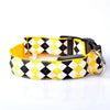 LED Dog Collar, Plaid Yellow, L (45-52cm), USB Rechargeable