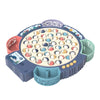 Magnetic Fishing Toy Children Educational Multifunctional Music Rotating Fishing Plate, Colour: Blue Battery Style+45 Fish 4 Rods+Education Content