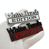 2 PCS Car Metal Modification Standard White Trash Edition Car Label Stickers(Silver Red)