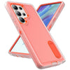 For Samsung Galaxy S25 Ultra 5G Rugged PC Hybrid Silicone Phone Case with Holder(Transparent+Orange)