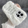 For iPhone 13 Pro Cute Embroidery Plush Silicone Phone Case(Beige Alphabet)