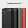 For Sony Xperia XA1 Brushed Texture Carbon Fiber Shockproof TPU Rugged Armor Protective Case(Red)